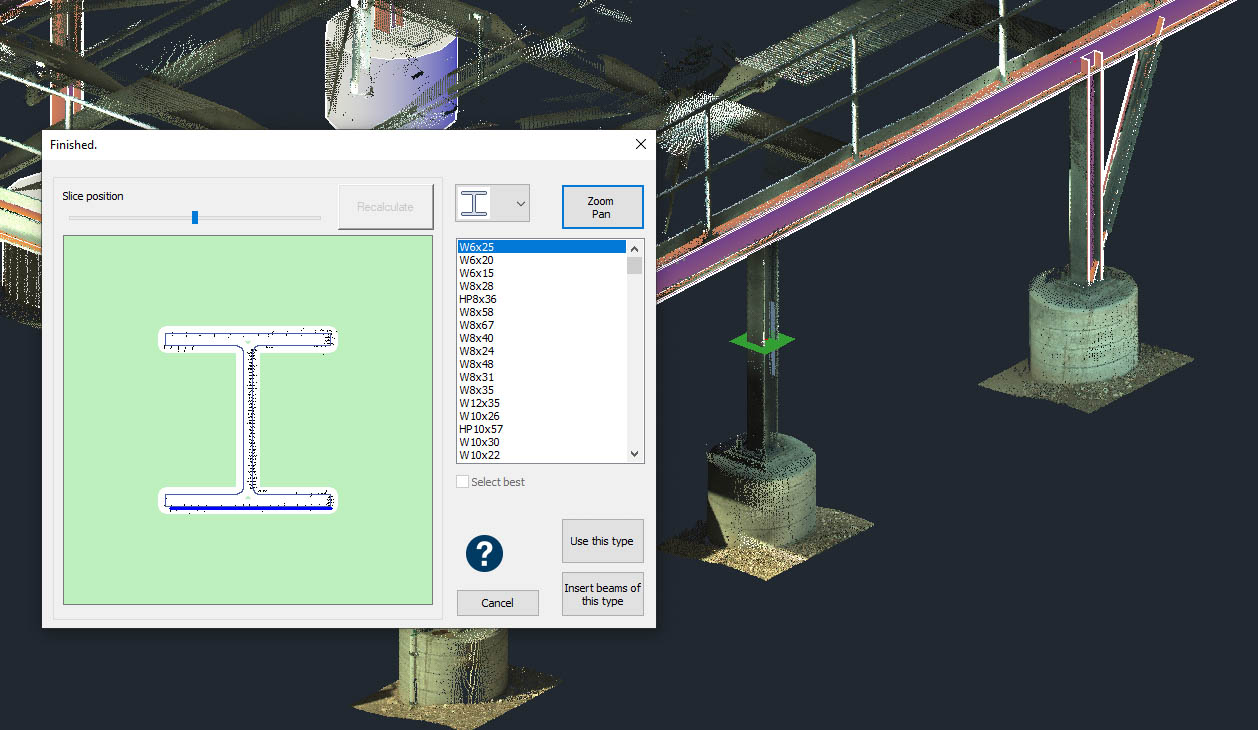 Interfejs wtyczki FARO As-Built – modelowanie BIM i praca z chmurą punktów ze skaningu 3D - Structural Fit Beam