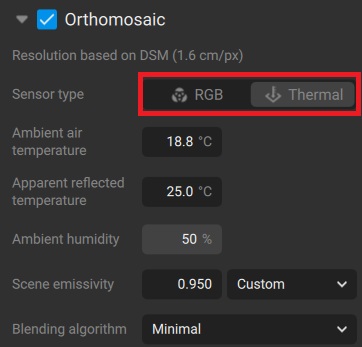 Przetwarzanie danych termalnych w Pix4Dmatic ortho 3d 2d